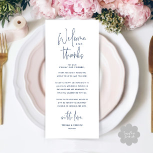 Welcome n Thanks Wedding Reception Thank You Card