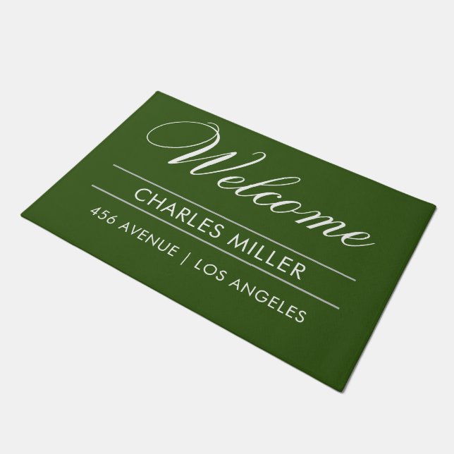 Welcome|Name|Address Modern  Doormat (Angled)