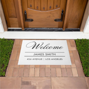Welcome Name Address Modern Doormat