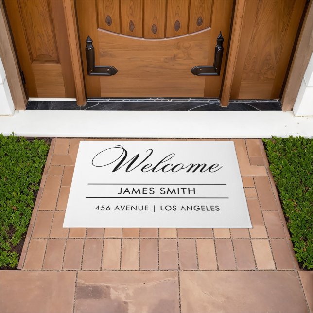 Welcome|Name|Address Modern  Doormat (Outdoor)