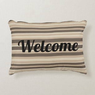 Welcome Neutral striped Decorative Cushion