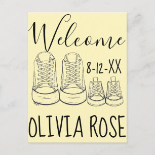 WELCOME New Arrival Baby Shoes Birth Announcement Postcard