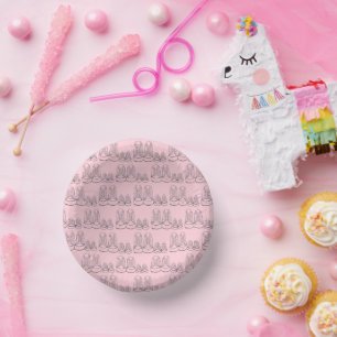 WELCOME New Arrival Baby Shoes Shower Pink Paper Plate