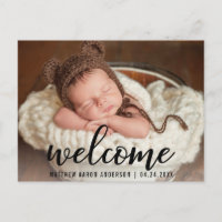 Welcome New Baby Announcement Blk
