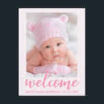 Welcome New Baby Announcement Light Pink<br><div class="desc">Welcome New Baby Announcement Light Pink Postcard</div>
