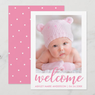 Welcome New Baby Announcement Script Pink Dots