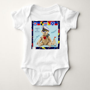 Welcome New Baby Boy Sailor Bear Bodysuit