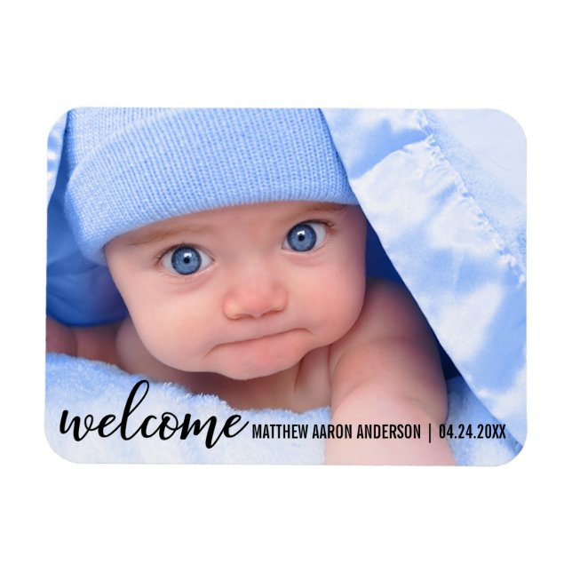 Welcome New Baby Modern Announcement Magnet (Horizontal)