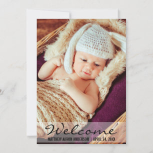 Welcome New Baby Photo Announcement Card L