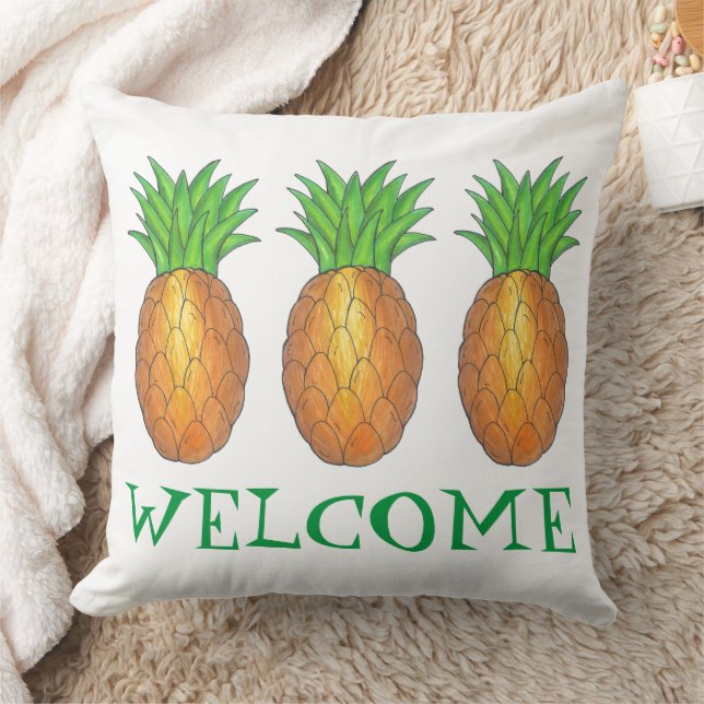 WELCOME New Home Housewarming Pineapple Hawaii Cushion (Blanket)