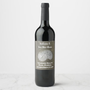 Welcome New Home Sand Dollar Thank You Realtor Wine Label