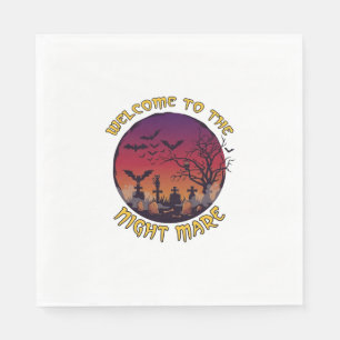 Welcome Night Mare Halloween Red Moon Graveyard_1 Napkin