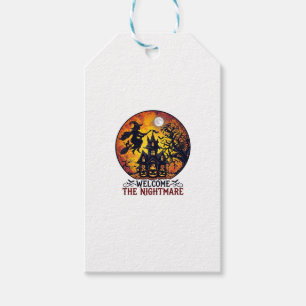 Welcome Nightmare Halloween Haunted House Flying W Gift Tags