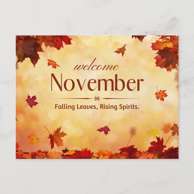 Welcome November Autumn Postcard (Front)