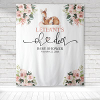 Welcome Oh Deer Baby Shower Pink Floral Backdrop
