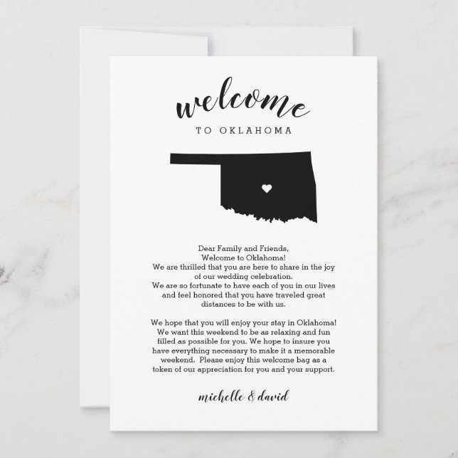 Welcome Oklahoma | Wedding Letter & Itinerary (Front)