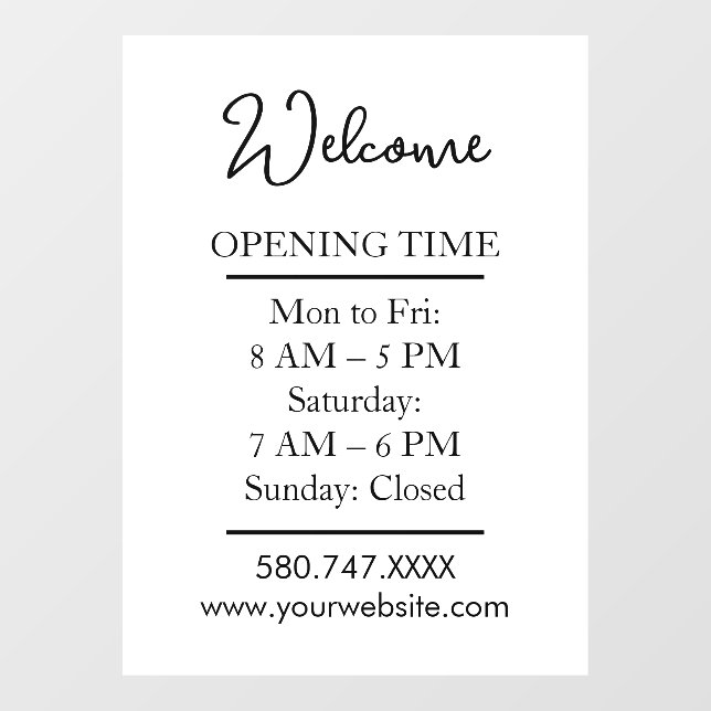 Welcome Open Hours Logo QR Biz door sign (Sheet)