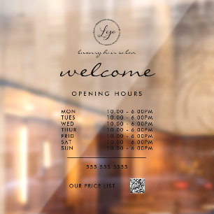 Welcome Opening Hours Logo QR Code Transparent