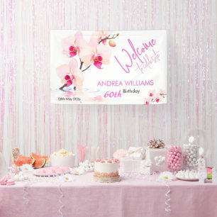 Welcome Orchid Flower Blossoms 60th Birthday Banner