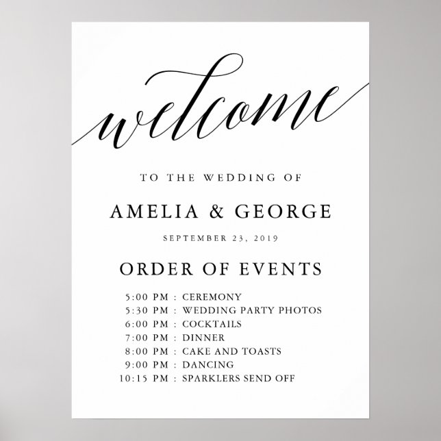 Welcome order of events wedding sign (Front)