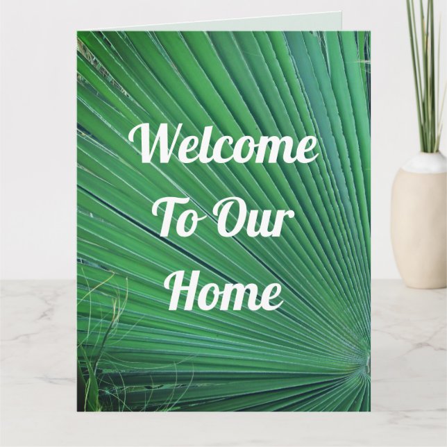 Welcome Our Home Beach House Tropical Palm Guest Card (Front)