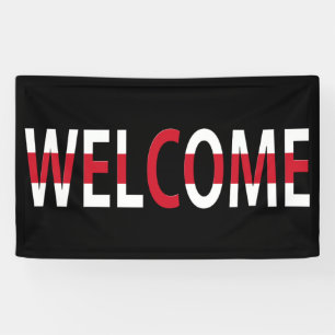 Welcome overlaid on England Flag (h) bnrt Banner
