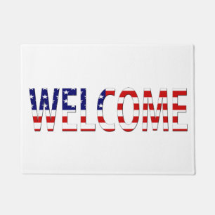 Welcome overlaid on USA Flag dmcn Doormat