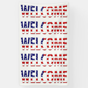 Welcome overlaid on USA flag (v) bnrcn Banner