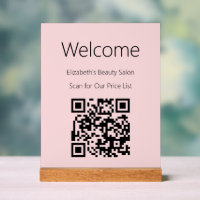 Welcome  Pale Pink Scan QR Code for Price List