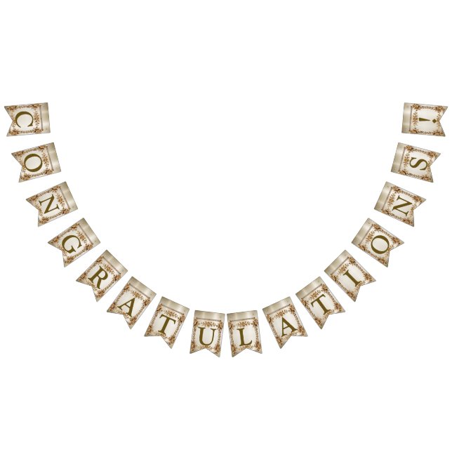 Welcome Party Gold Ornate Rectangle Dimond Flowers Bunting (All)