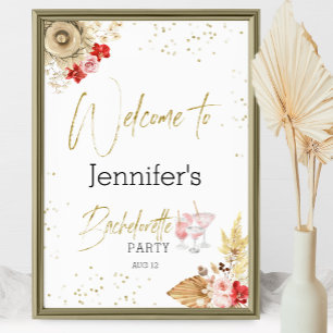 Welcome Party Sign Bachelorette Boho Watercolor