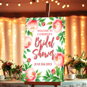 Welcome Peonies and Greenery Bridal Shower Poster