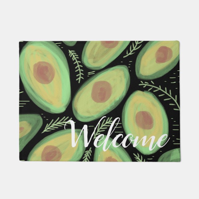 Welcome Personalised Watercolor Avocado Doormat (Front)