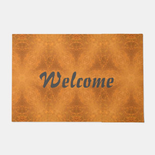 Welcome Phrase Kaleidoscope of an Orange Star  Doormat