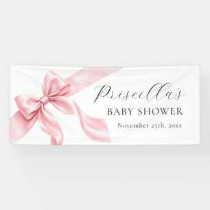 WELCOME Pink Bow Ribbon Girl BABY SHOWER Banner