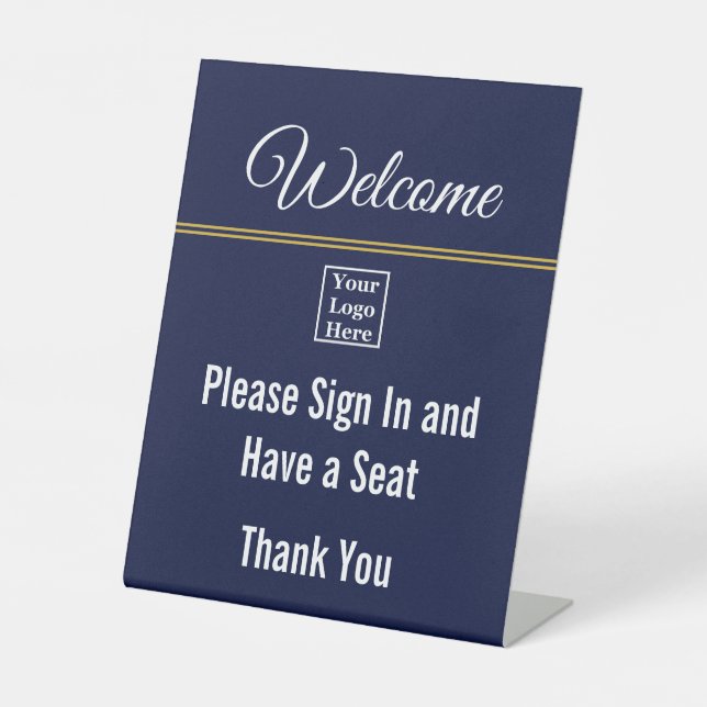 Welcome Please Sign In Have a Seat Logo Dark Blue (Front)