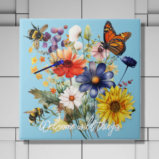 Welcome Pollinators Wildflowers Kitchen Tile