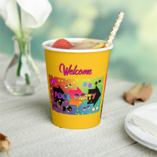Welcome Pool Party Yellow Paper Cups