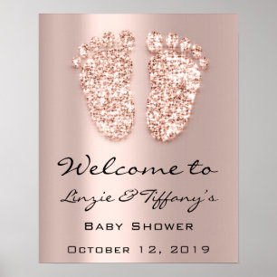 Welcome Poster Rose Feet Baby Shower Girl Boy