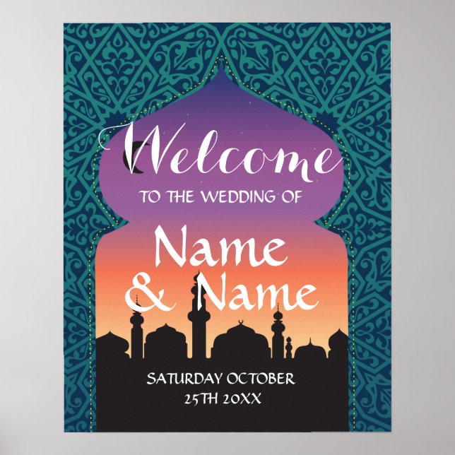 Welcome Poster  Sign Wedding Arabian Nights Poster (Front)