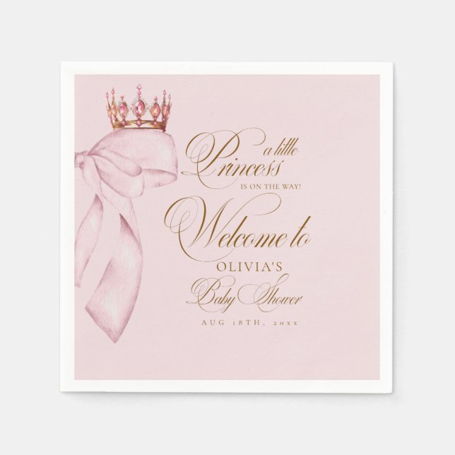 Welcome Princess  Baby Shower Gold Pink Girl  Napkin (Front)