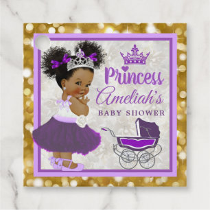 Welcome Princess Purple & Gold Glitter Elegant Favour Tags