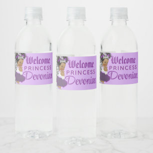 Welcome Princess Purple & Silver Glitter Elegant Water Bottle Label