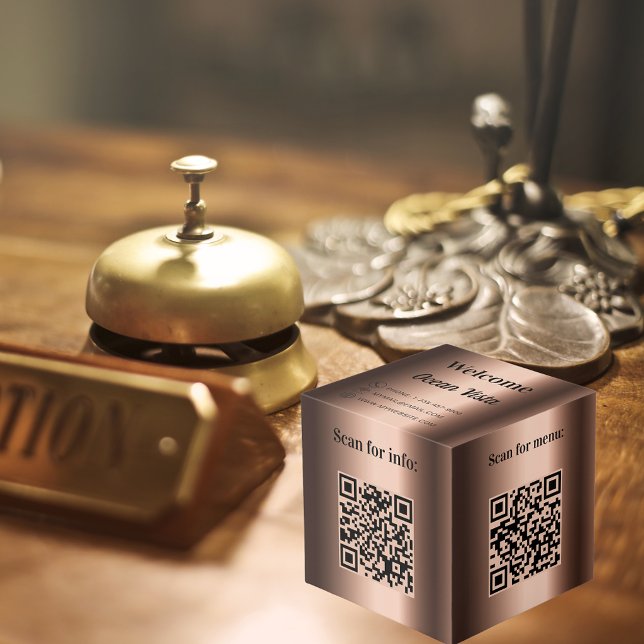 Welcome QR code info hotel restaurant table bronze Cube (Creator Uploaded)