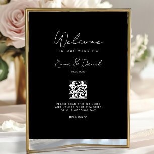 Welcome QR Code Wedding Galery Black Poster