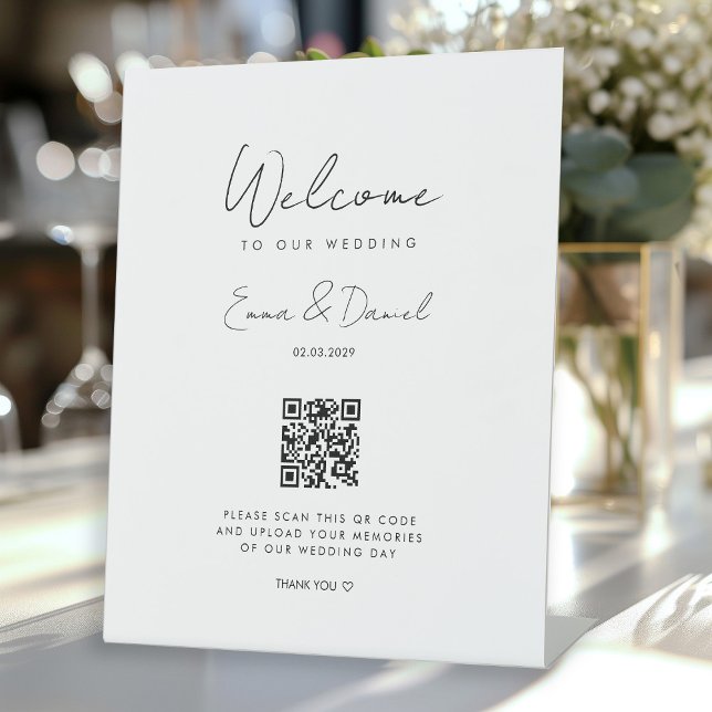 Welcome QR Code Wedding Galery Pedestal Sign (Creator Uploaded)