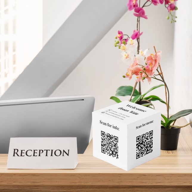 Welcome QR codes info hotel restaurant table brand Cube (Creator Uploaded)