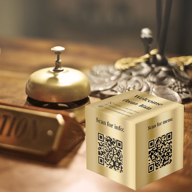Welcome QR codes info hotel restaurant table gold Cube (Creator Uploaded)