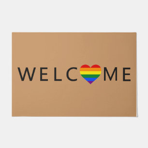 Welcome Rainbow Doormat, Cute Heart Mat