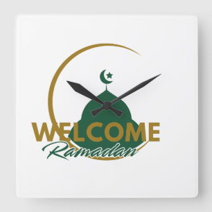 Welcome Ramadan Wall Clock – Islamic Mosque Cresce